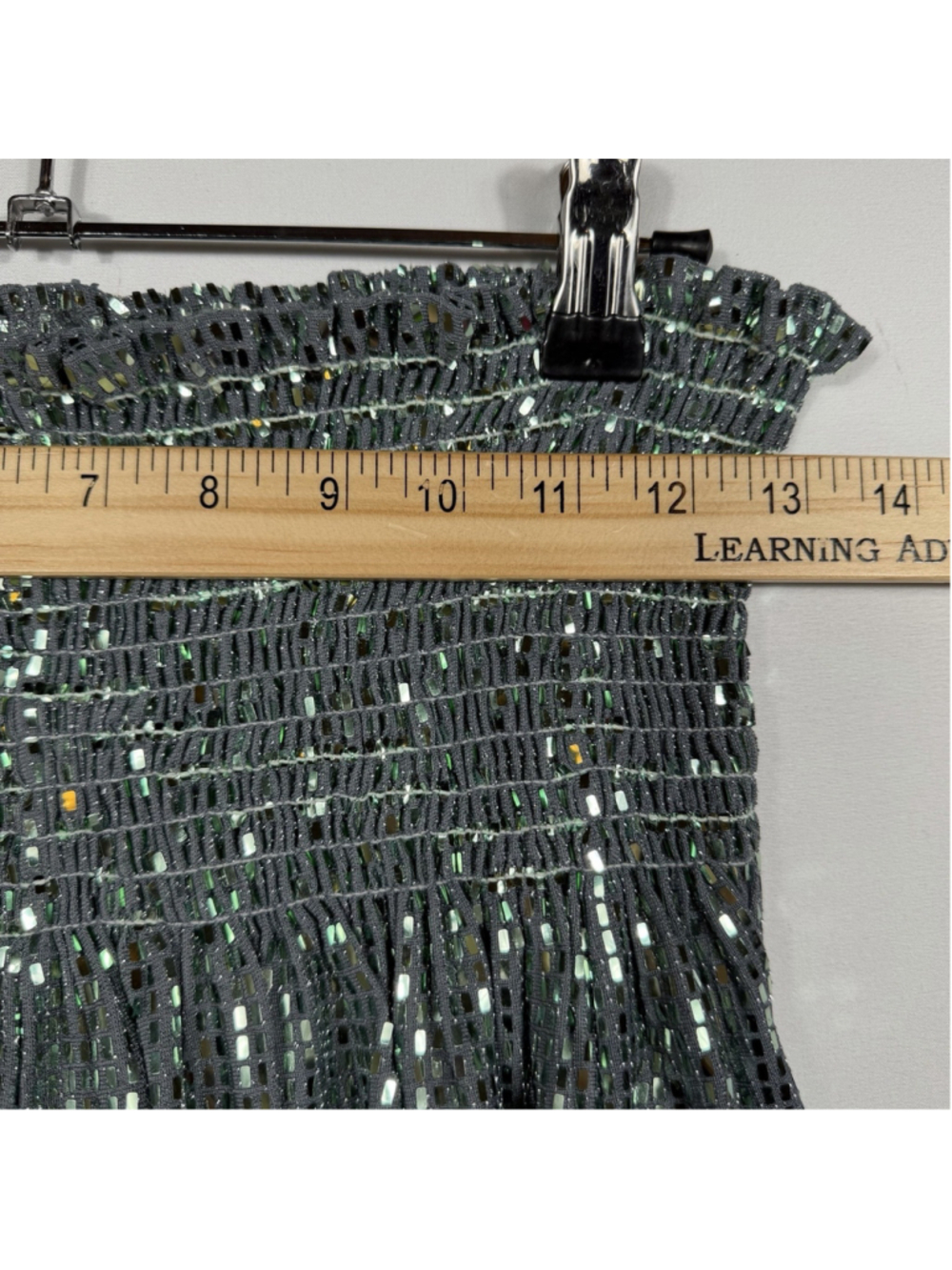 Queen of Sparkles Blue Shiny Pleated Metallic High Waist Women Shorts Size Small - Picture 10 of 10